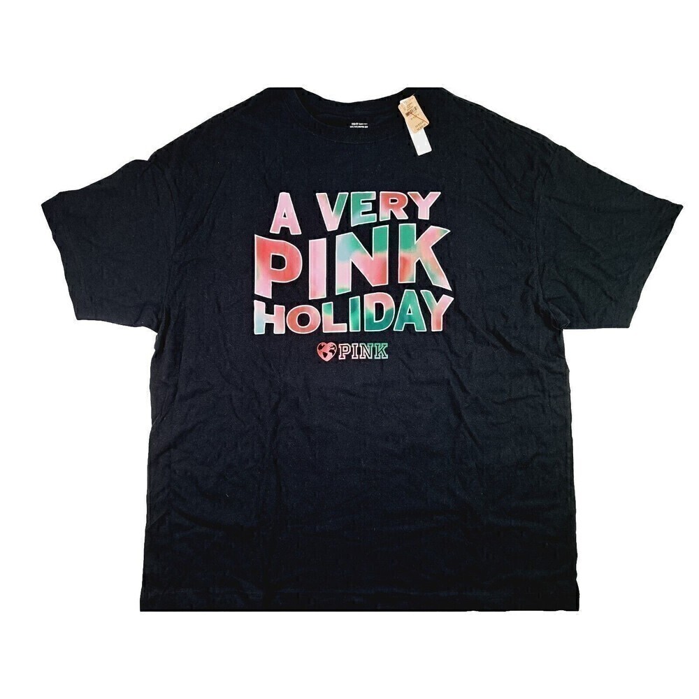 VICTORIAS SECRET PINK ONE SIZE COTTON CREW NECK TUNIC SHORT SLEEVE TEE SHIRT NWT - Picture 2 of 6